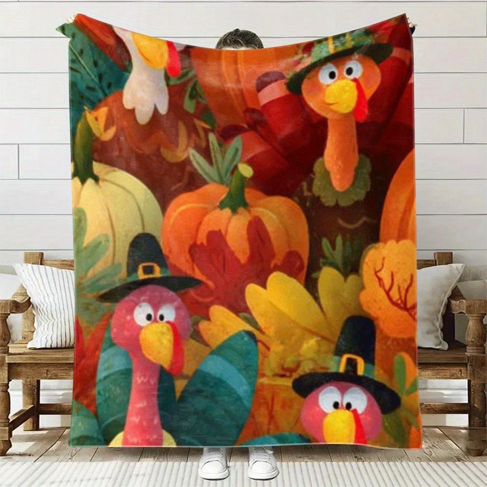 Home Textiles Turkey - 만화 터키와 호박 패턴 모든 계절에
