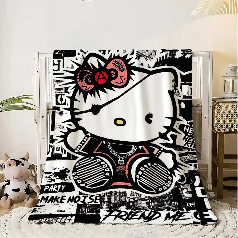 Bed Sheet Microfiber - 귀여운 고양이 헬로우 따뜻한 담요, 성인용