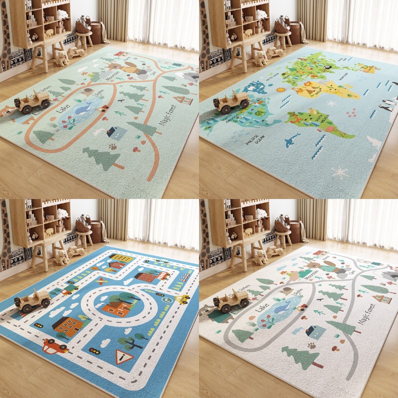 Home Textiles City - 어린이 교육용 러그 컬렉션 세계 지도