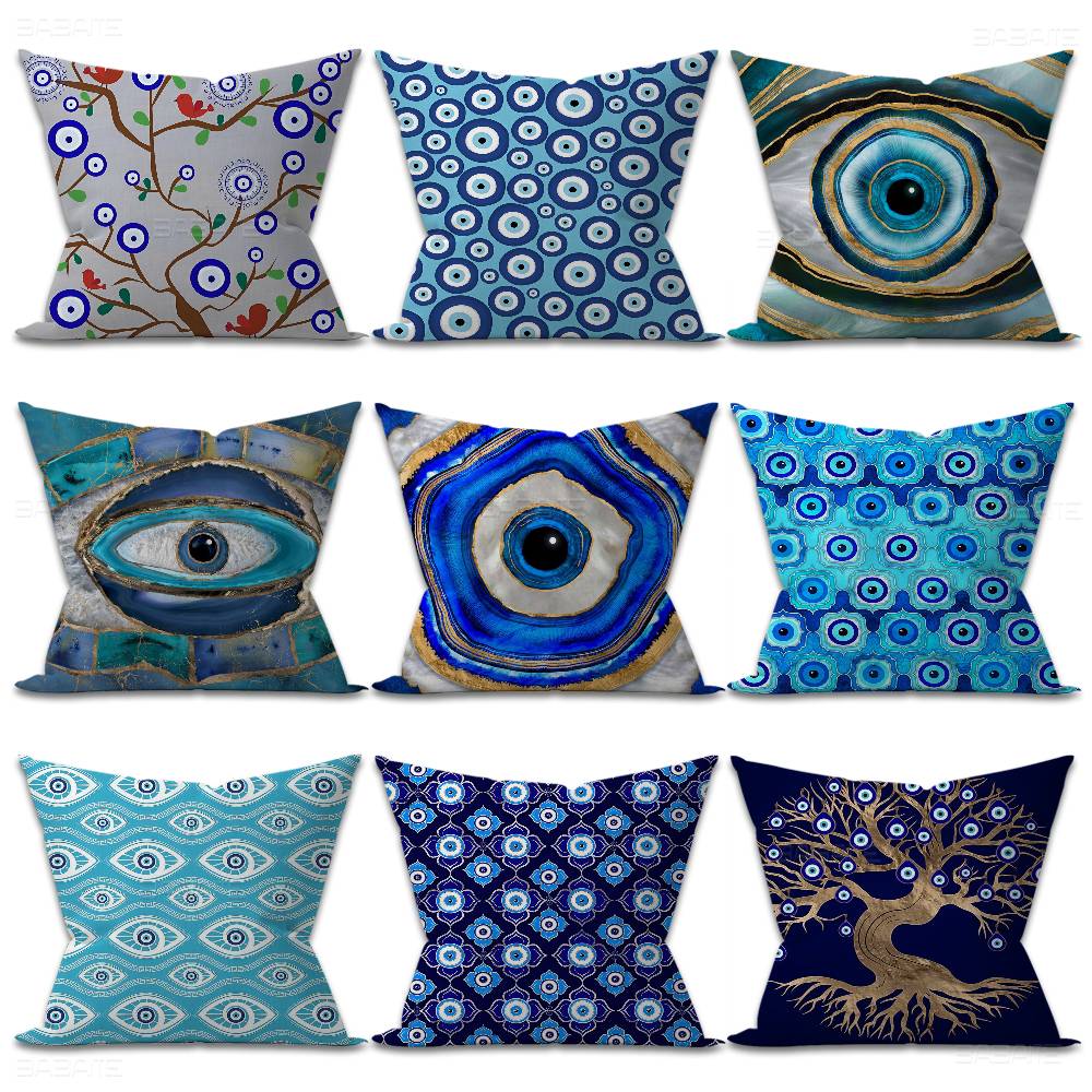 터키 블루 하트 이블 아이 쿠션 커버 인치즈 팜하우스  - Home Textiles Turkey 리뷰 및 가격