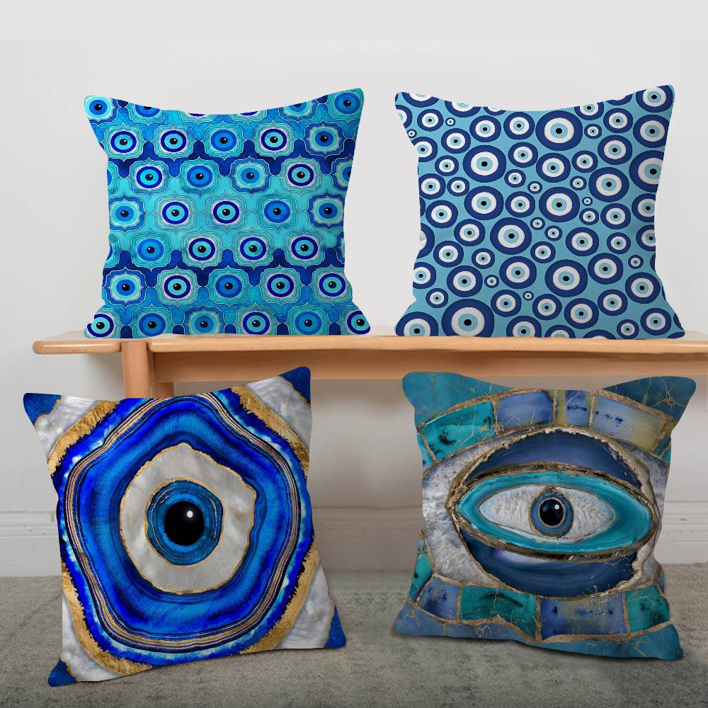 터키 블루 하트 이블 아이 쿠션 커버 인치즈 팜하우스  - Home Textiles Turkey 리뷰 및 가격