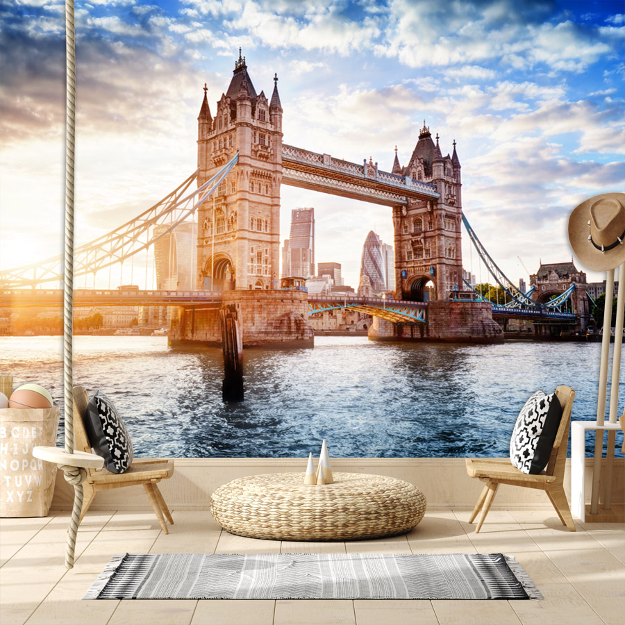 거실 장식을 위한 맞춤형 접착식 벽지 런던 타워 브리지 - Home Textiles London 리뷰 및 가격