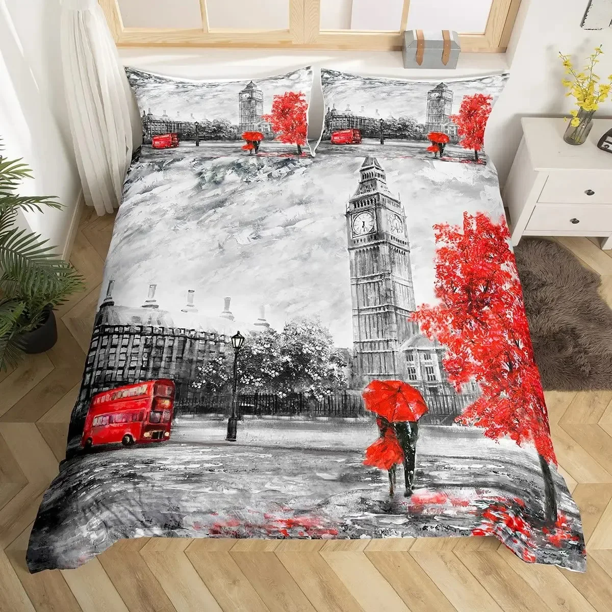 런던 전화 부스 빅벤 편안한 이불 커버 베개 커버 침구 - Home Textiles London 리뷰 및 가격