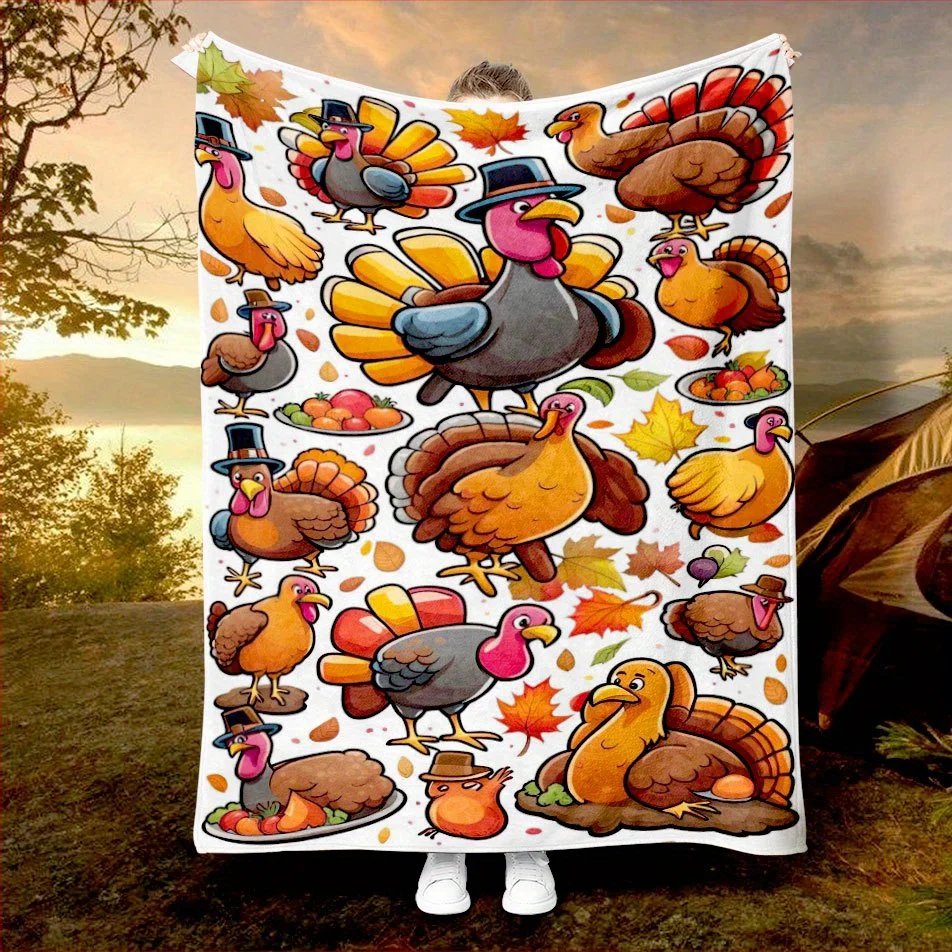 추수감사절 담요 가을 테마 만화 디자인 부드러운 플리스 - Home Textiles Turkey 리뷰 및 가격