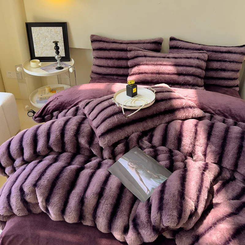 토끼털 벨벳 밀크 벨벳 두꺼운 토끼털 따뜻한 4종 세트 - Bed Sheet Microfiber 리뷰 및 가격