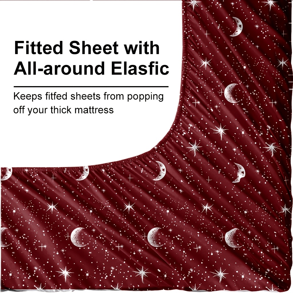 4피스 레드 문 앤 스타 프린트 마이크로파이버 침대 시 - Bed Sheet Microfiber 리뷰 및 가격